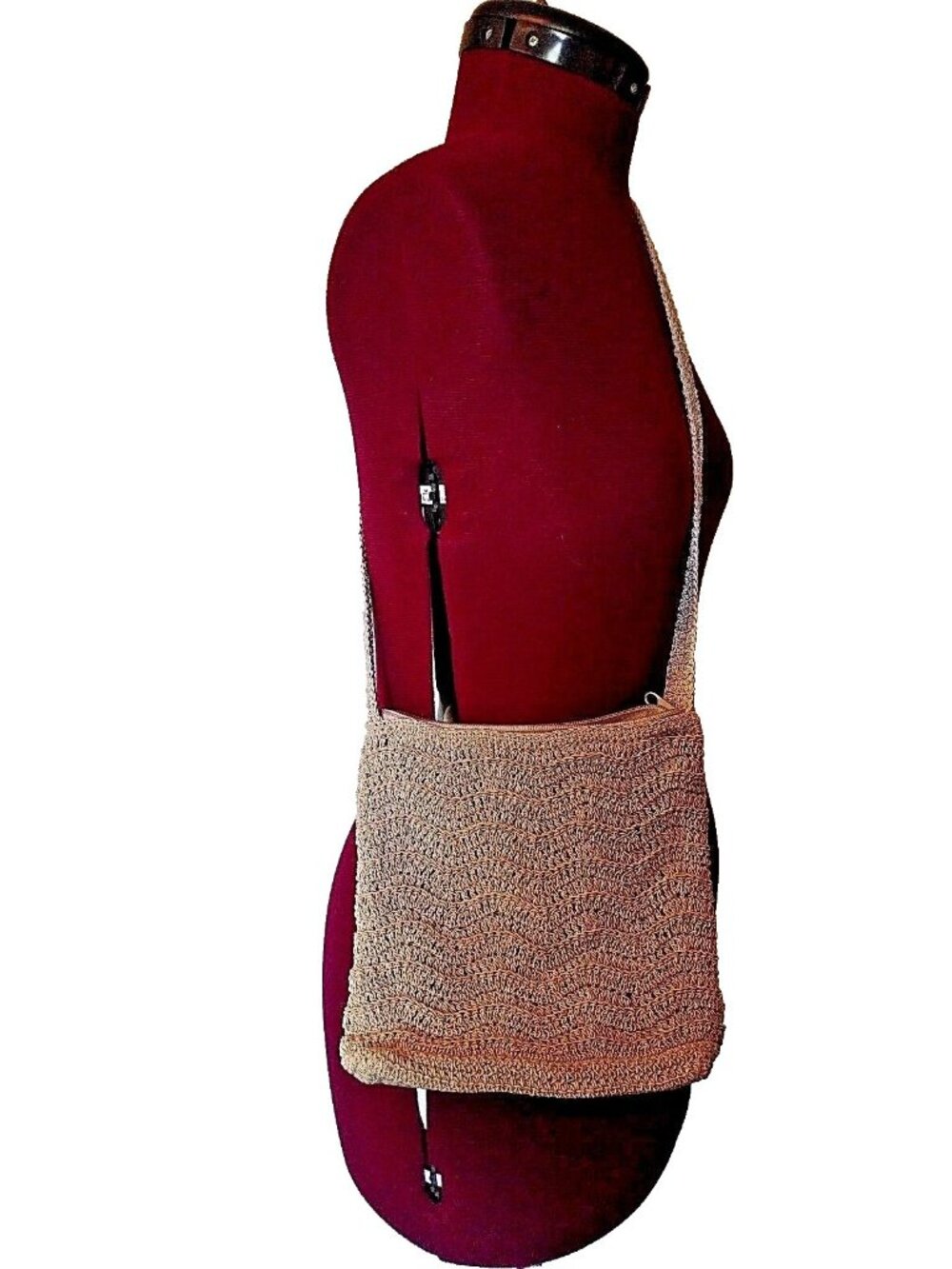 Carlo D'Santi Tan Crochet Purse Handbag Women’s Boho Shoulder Bag